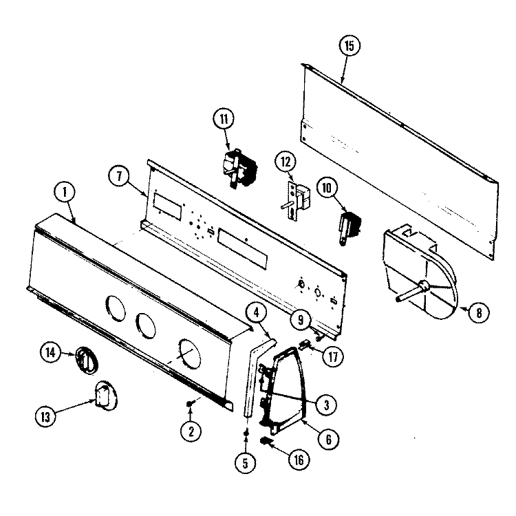 CONTROL PANEL Diagram and Parts List for YE216KW  Magic Chef Dryer