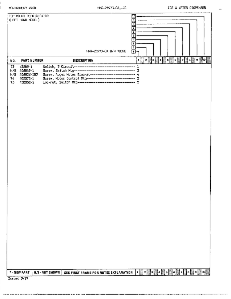 Ice And Water Dispenser Page 4 Diagram and Parts List for 23973A  Admiral Refrigerator
