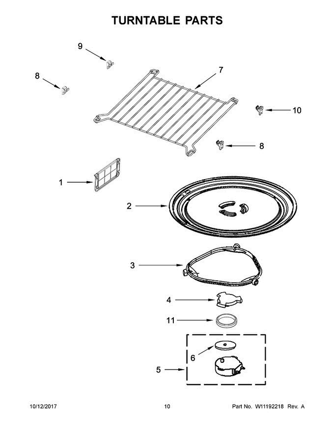 06 - Turntable Parts Diagram and Parts List for AMV6502REB4  Amana Microwave Oven Combo