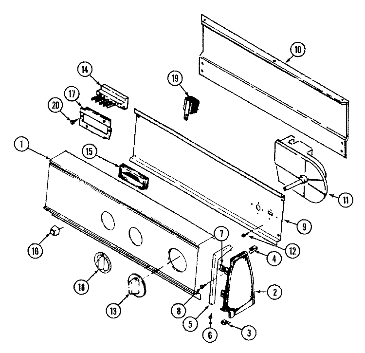 CONTROL PANEL (YE208KV) Diagram and Parts List for YE208KV  Magic Chef Dryer