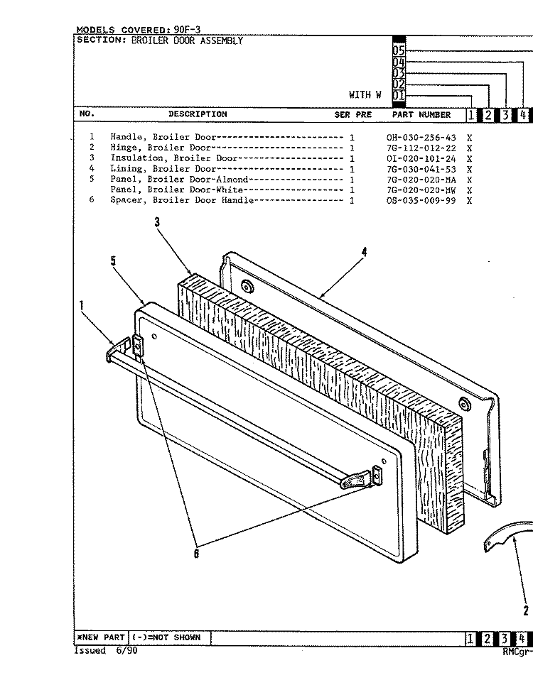 DRAWER Diagram and Parts List for 90FA-3KW  Magic Chef Wall Oven