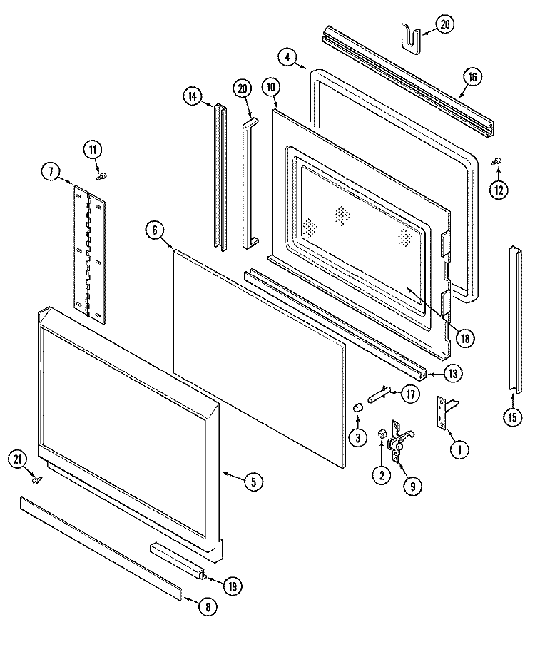 DOOR Diagram and Parts List for RCM47JW-14T  Jenn-Air Microwave