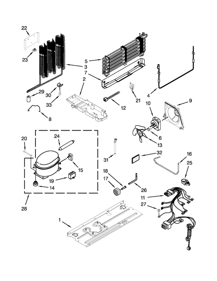 Unit Parts Diagram and Parts List for M1TXEGMYB01  Maytag Refrigerator