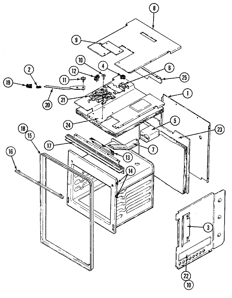 BODY Diagram and Parts List for L9844VPV  Norge Wall Oven