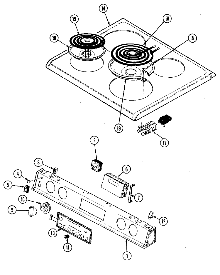 TOP ASSEMBLY Diagram and Parts List for L6892VRV  Norge Range