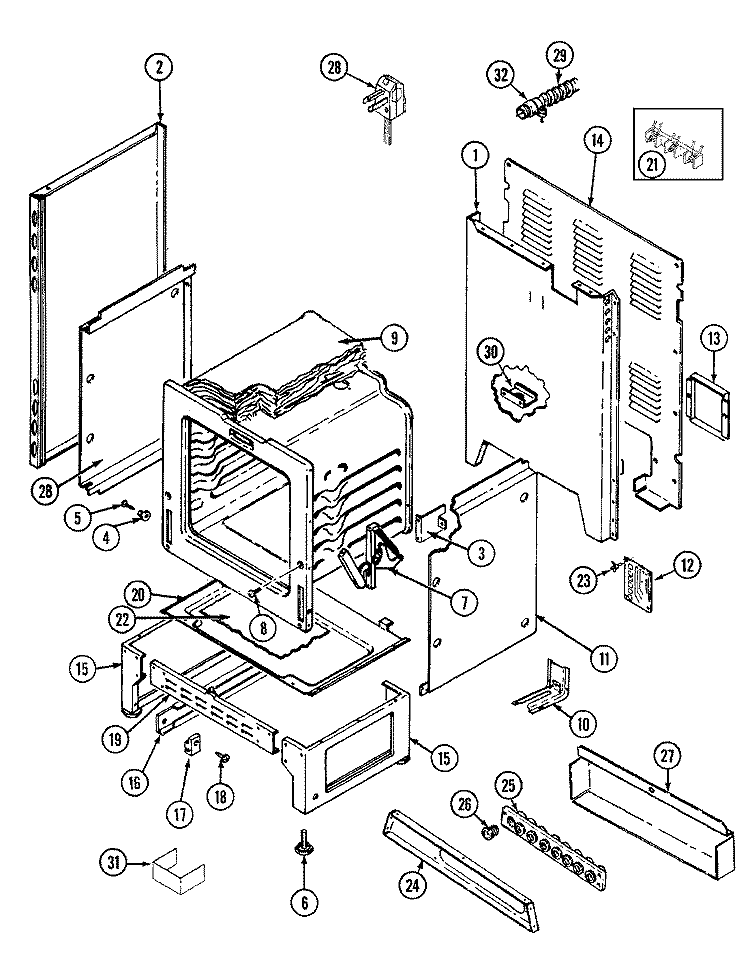 BODY Diagram and Parts List for L6892VRV  Norge Range