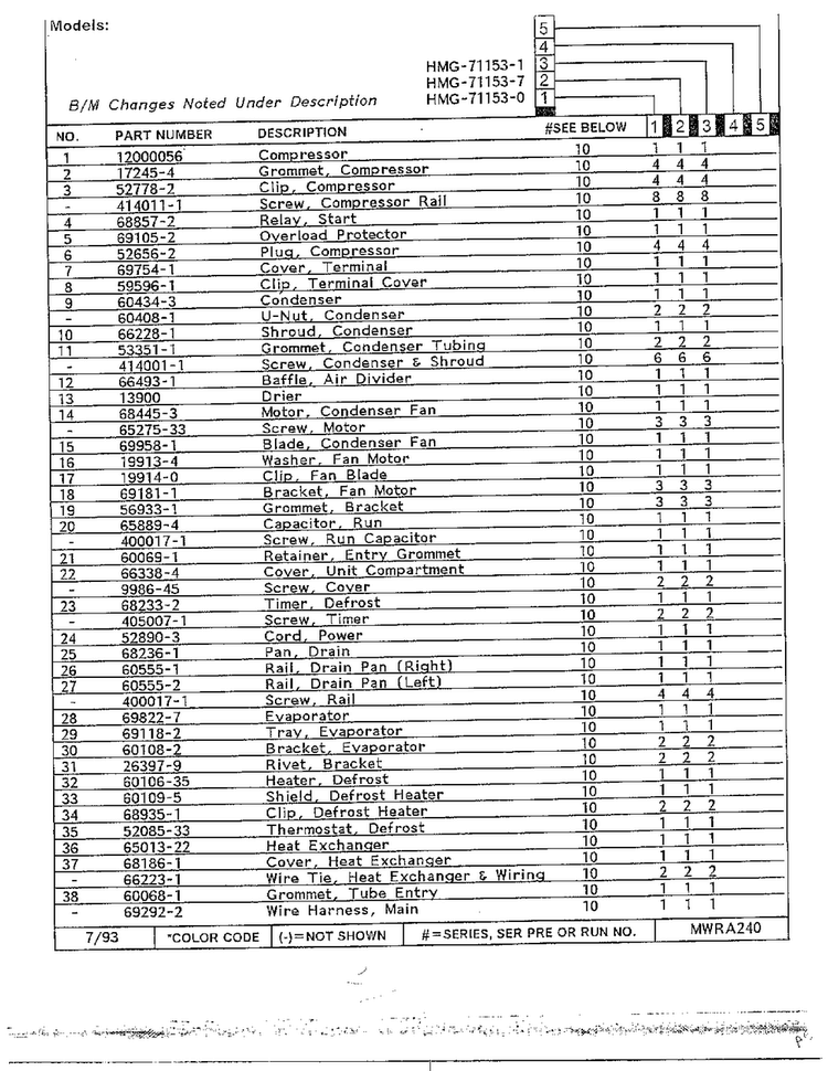 Refrigerator Page 2 Diagram and Parts List for 71153-0A  Admiral Refrigerator