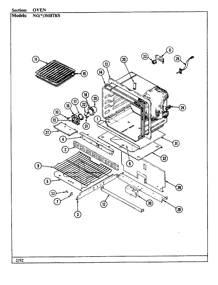 OVEN Diagram and Parts List for NGA3M8TKS  Norge Range