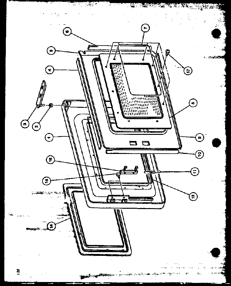 Door Diagram and Parts List for ML-10 P76804-3M Amana Microwave