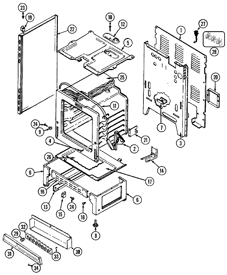 BODY Diagram and Parts List for L3581XUW  Norge Range