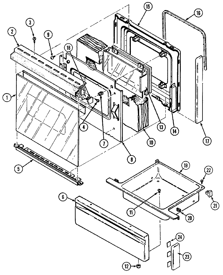 DOOR / DRAWER Diagram and Parts List for L3581XUW  Norge Range