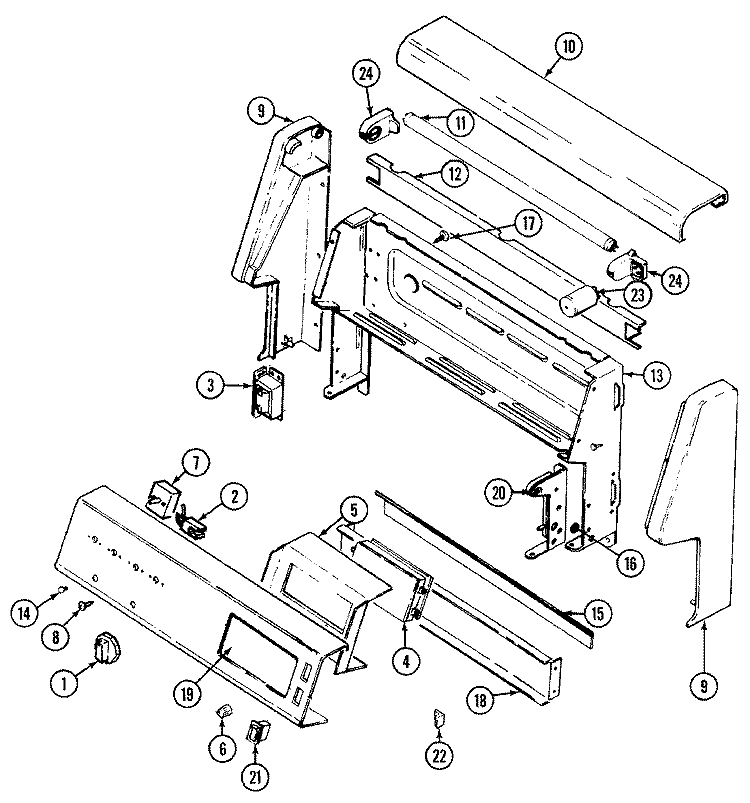 CONTROL PANEL Diagram and Parts List for L3882XVW  Norge Range