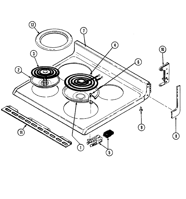 TOP ASSEMBLY Diagram and Parts List for L3882XVW  Norge Range