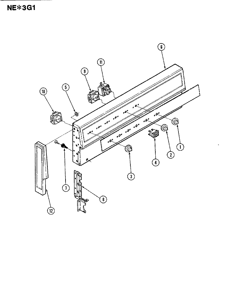 CONTROL PANEL Diagram and Parts List for NEA3G1  Norge Range