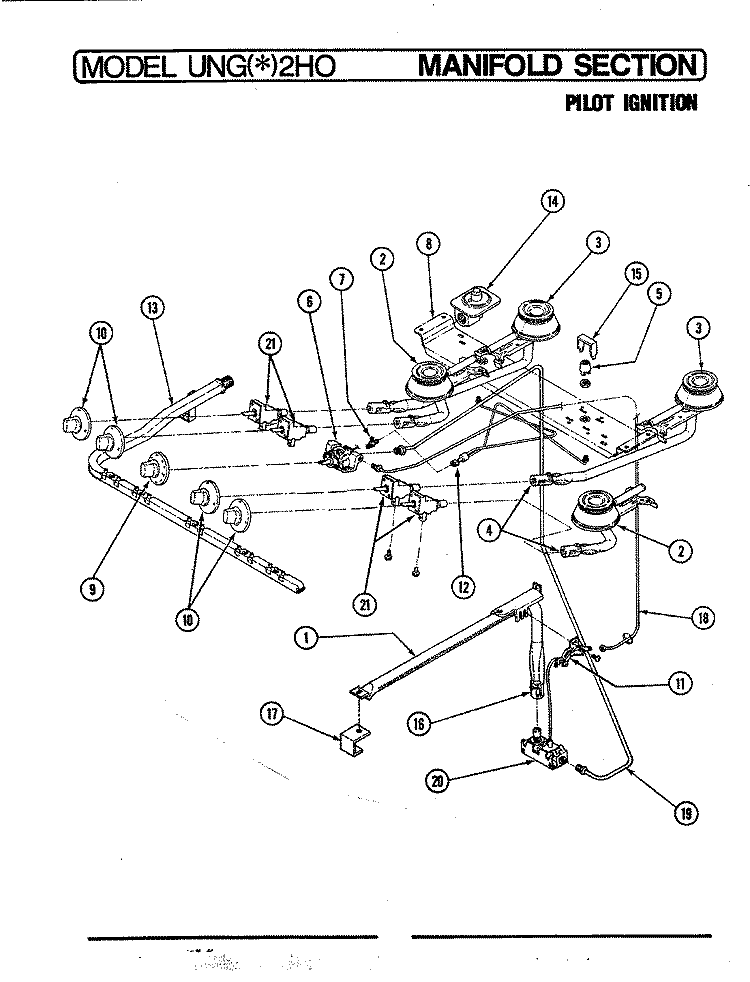 GAS CONTROLS (PILOT) Diagram and Parts List for UNGA2H0  Norge Range