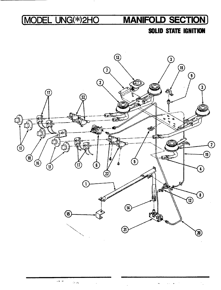 GAS CONTROLS (SOLID STATE IGNITION) Diagram and Parts List for UNGA2H0  Norge Range