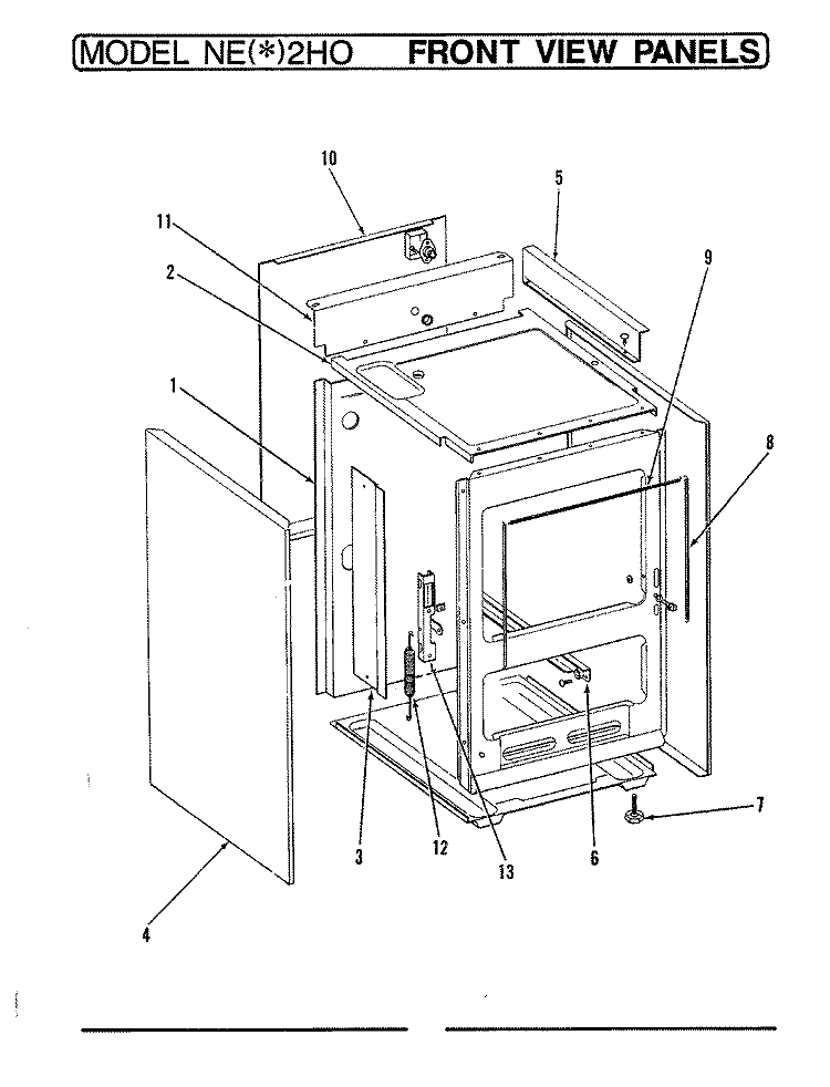FRONT VIEW Diagram and Parts List for NEW2H0  Norge Range