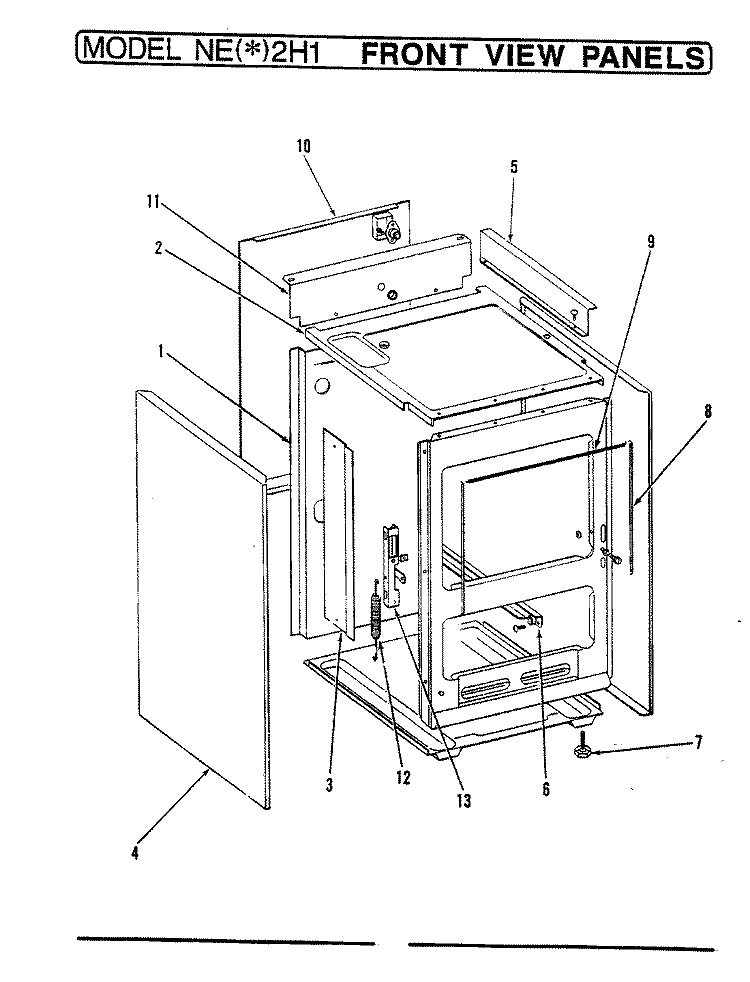 FRONT VIEW Diagram and Parts List for NEW2H1  Norge Range