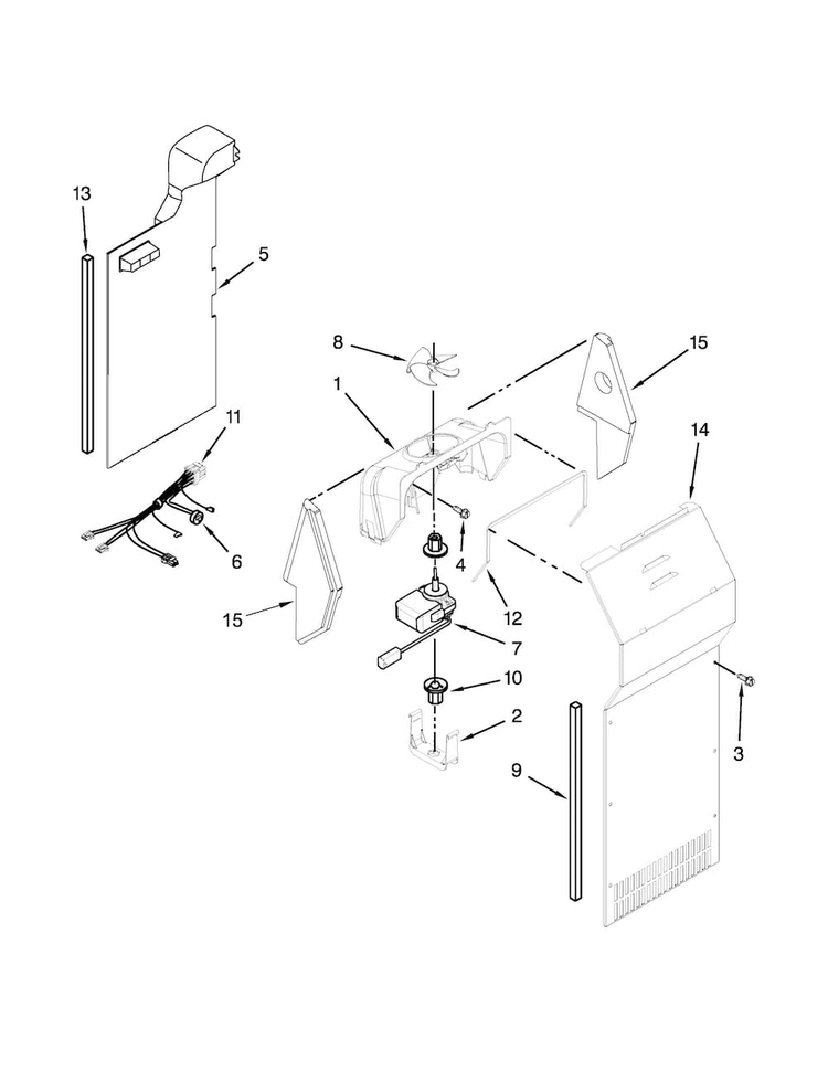 Air Flow Parts Diagram and Parts List for MSF25D4MDH02  Maytag Refrigerator