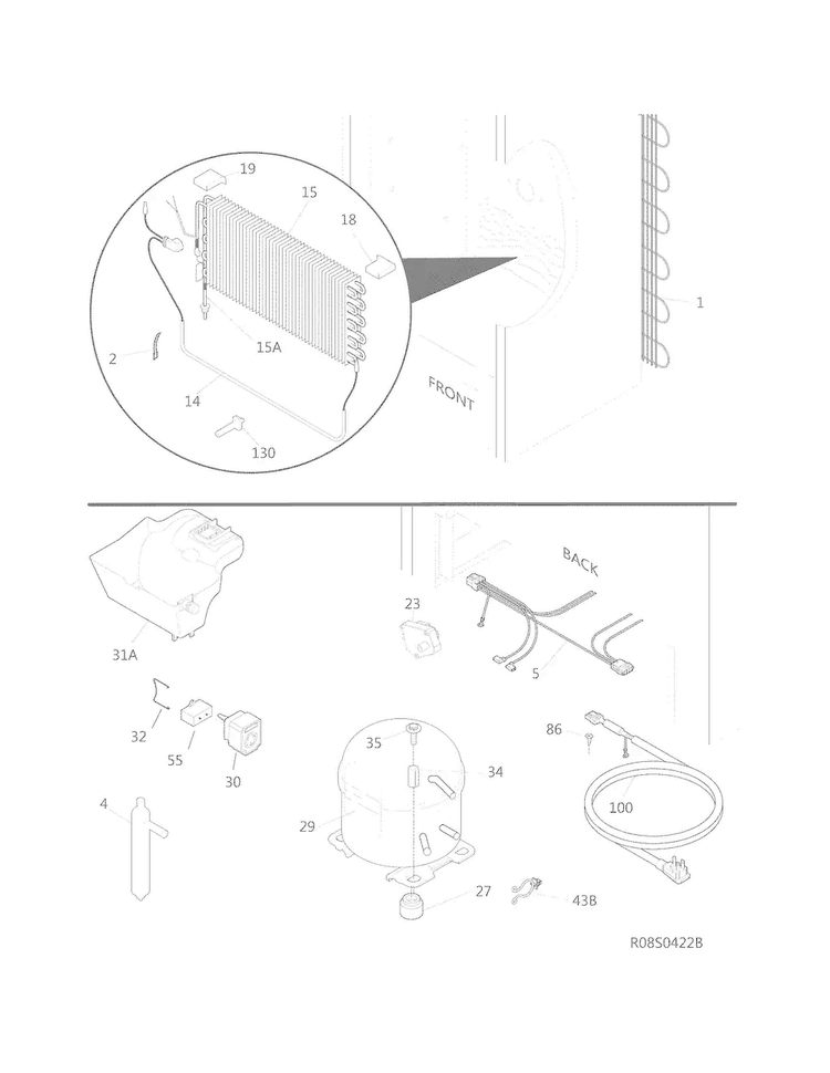 System Diagram and Parts List for CFUF14QWA  Crosley Freezer