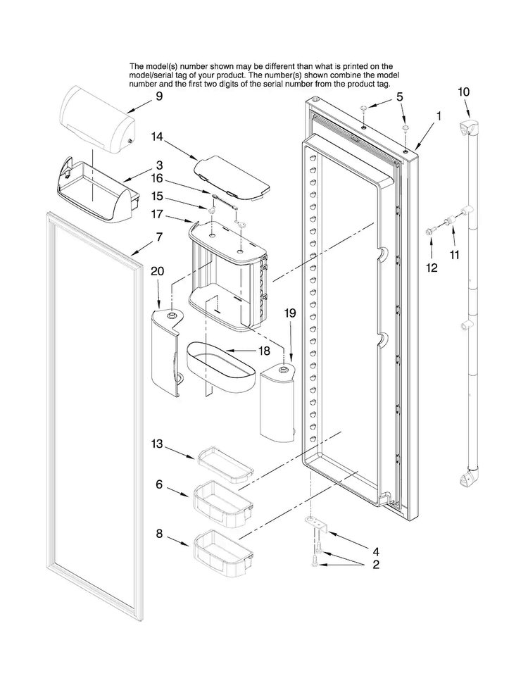 Refrigerator Door Parts Diagram and Parts List for AS2626GEKS14  Amana Refrigerator
