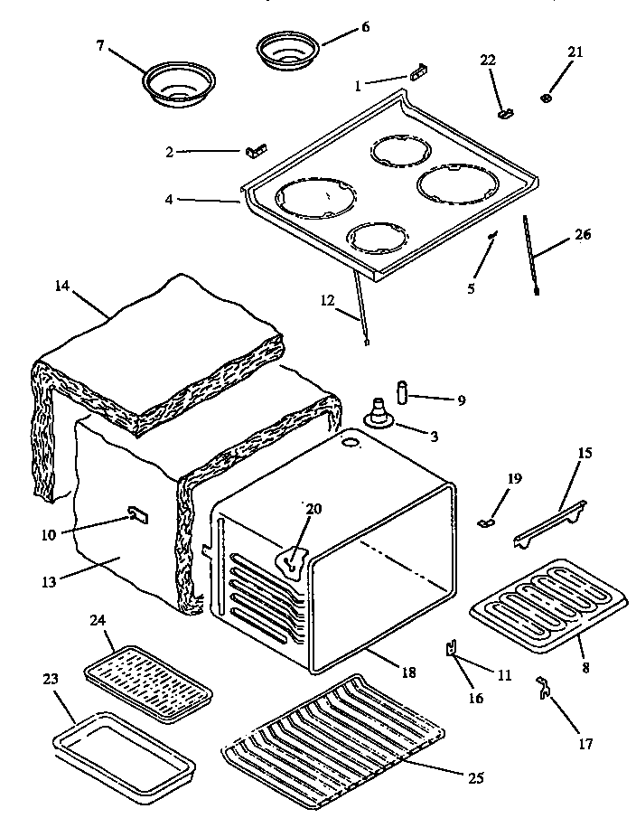 Main Top And Oven Assy Diagram and Parts List for ESF31002W-P1130988NW  Caloric Range