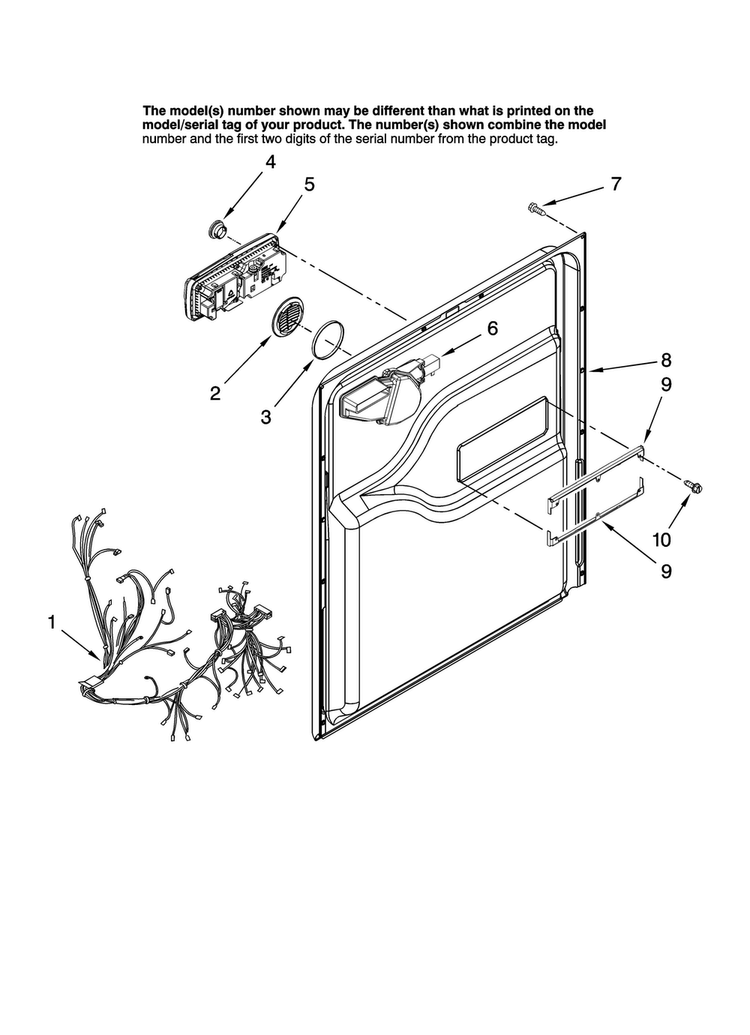 Door And Latch Parts Diagram and Parts List for MDB5601AWB46  Maytag Dishwasher