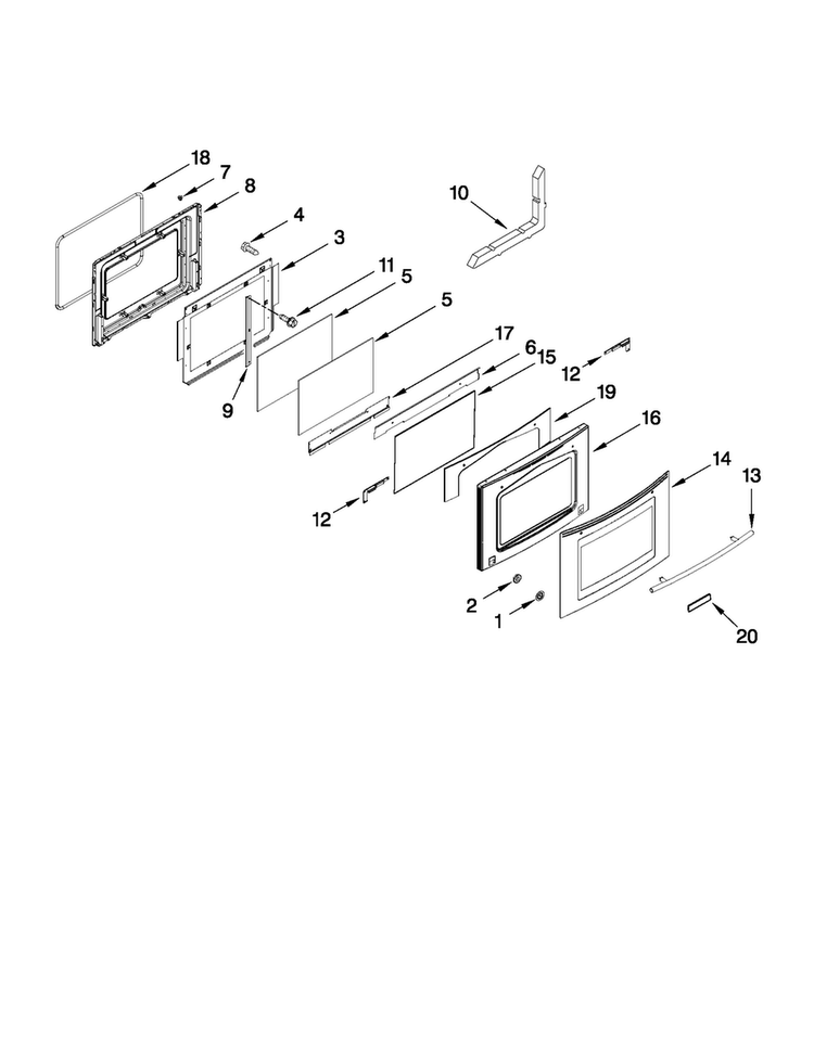 Door Parts Diagram and Parts List for JES8860CCS02  Jenn-Air Range