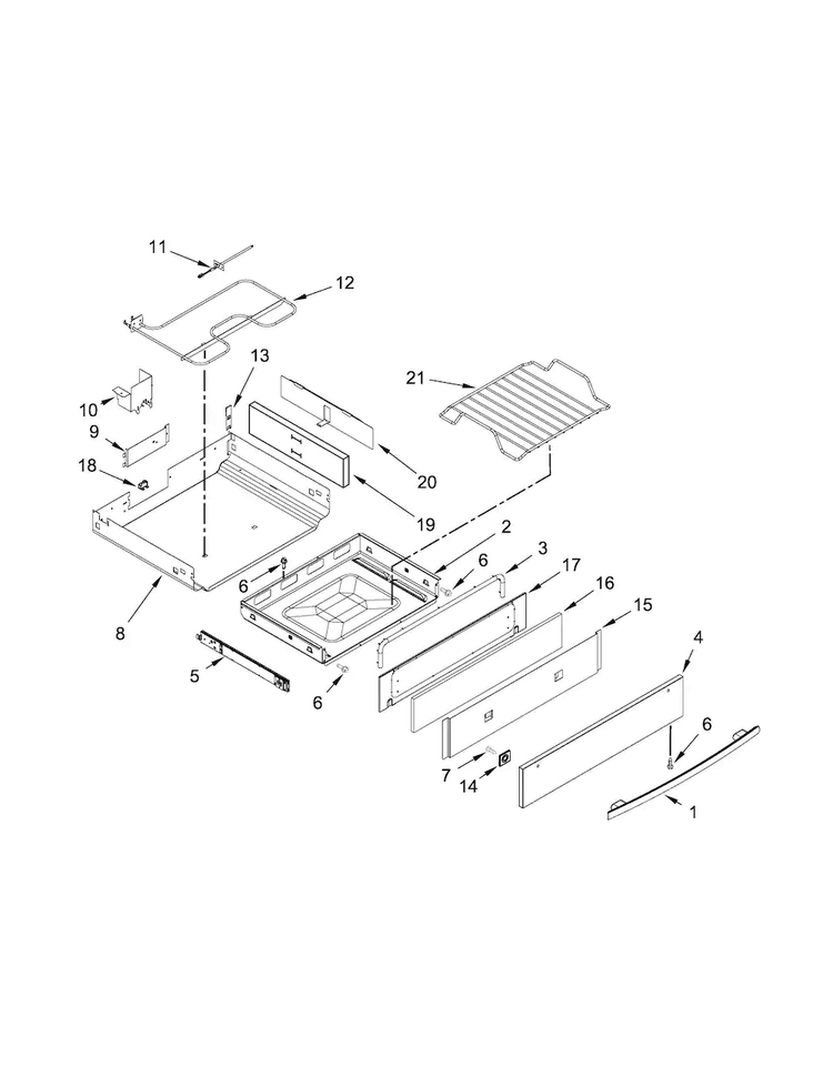 Drawer Parts Diagram and Parts List for JDS1450DS0  Jenn-Air Range
