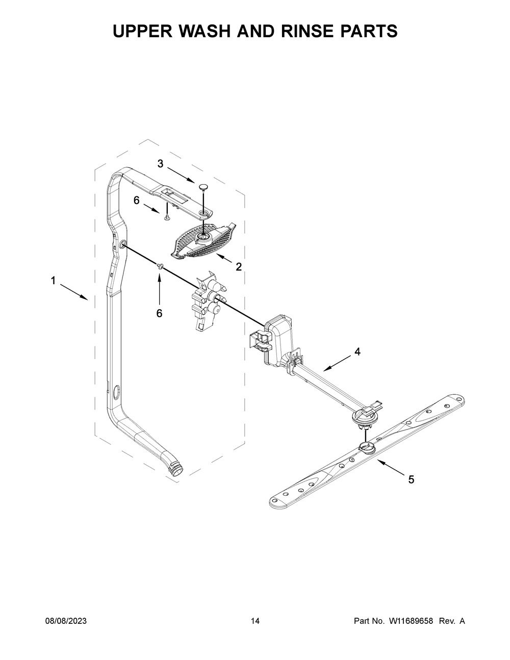 Upper Wash And Rinse Parts Diagram and Parts List for MDTS4224PZ0  Maytag Dishwasher