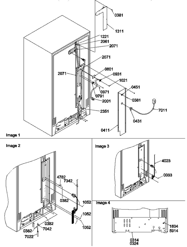 Cabinet Back Diagram and Parts List for SB520TW-P1308601WW  Amana Refrigerator