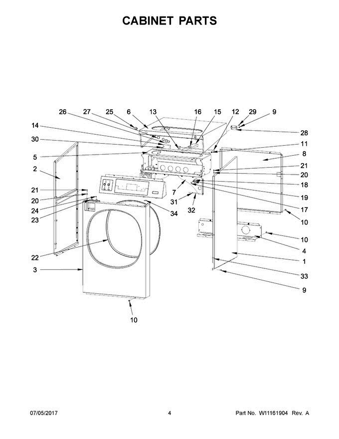 03 - Cabinet Parts Diagram and Parts List for MXR30PDAAS  Maytag Washer