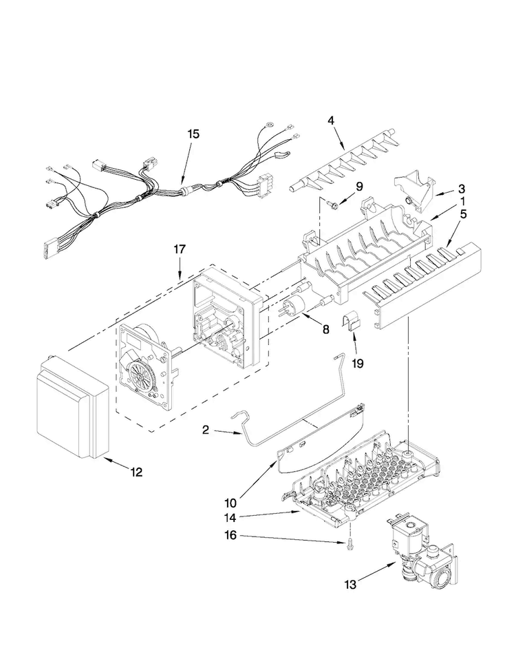 Icemaker Parts Diagram and Parts List for MFI2665XEB6  Maytag Refrigerator