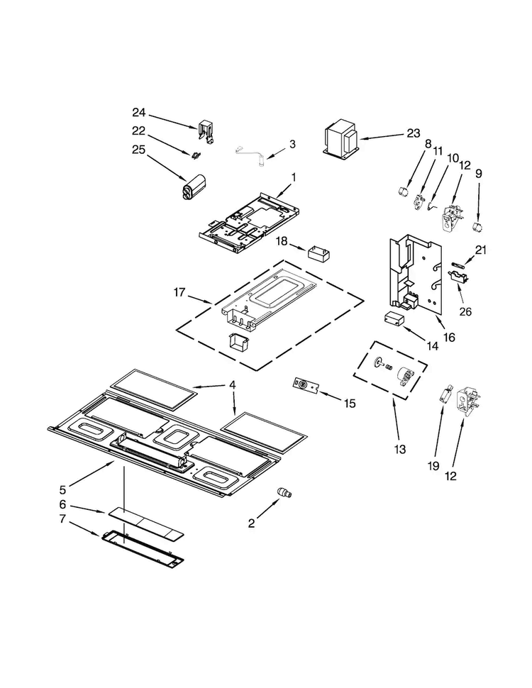 Interior And Ventilation Parts Diagram and Parts List for JMV8208WB1  Jenn-Air Microwave