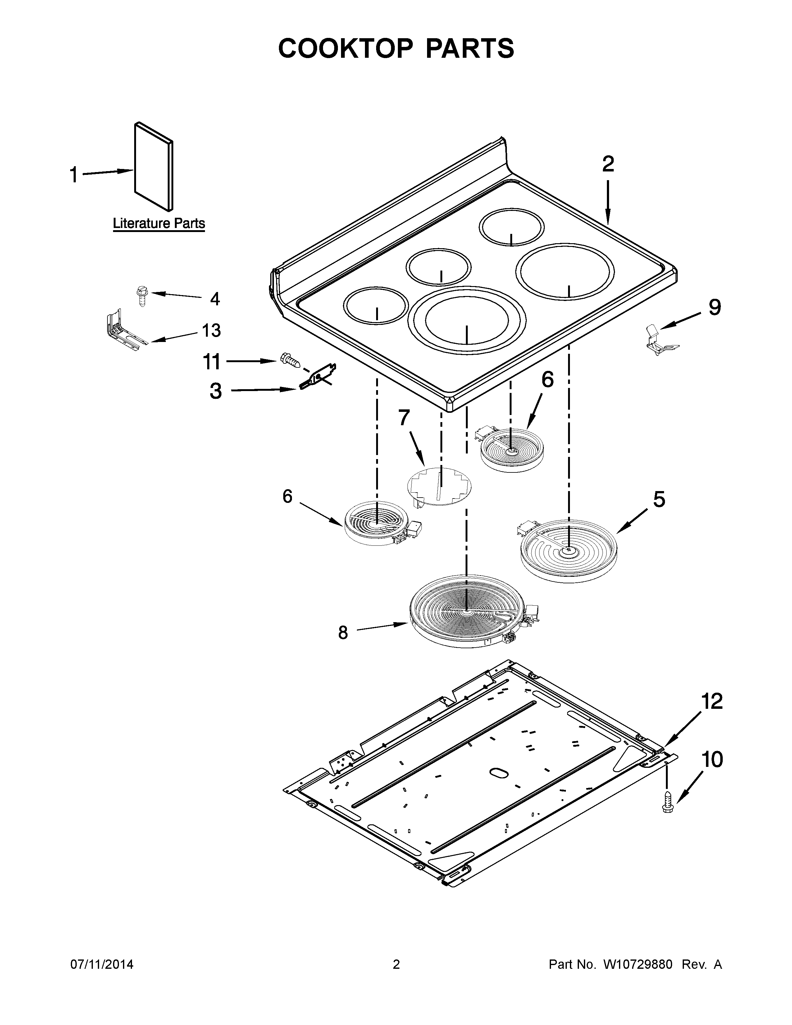 02 - COOKTOP PARTS Diagram and Parts List for YMER8850DS1  Maytag Range