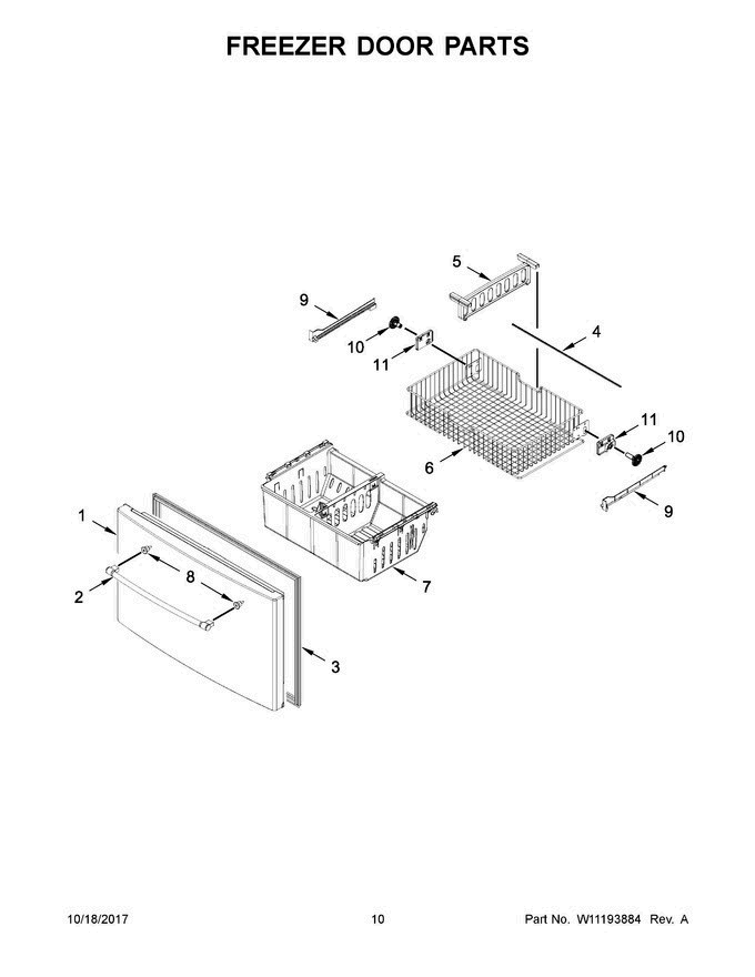 06 - Freezer Door Parts Diagram and Parts List for MFI2570FEZ05  Maytag Refrigerator