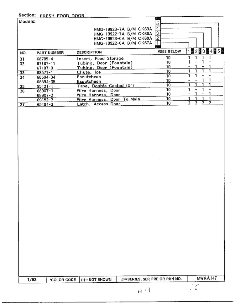 Fresh Food Door Page 3 Diagram and Parts List for 19922-7A  Admiral Refrigerator