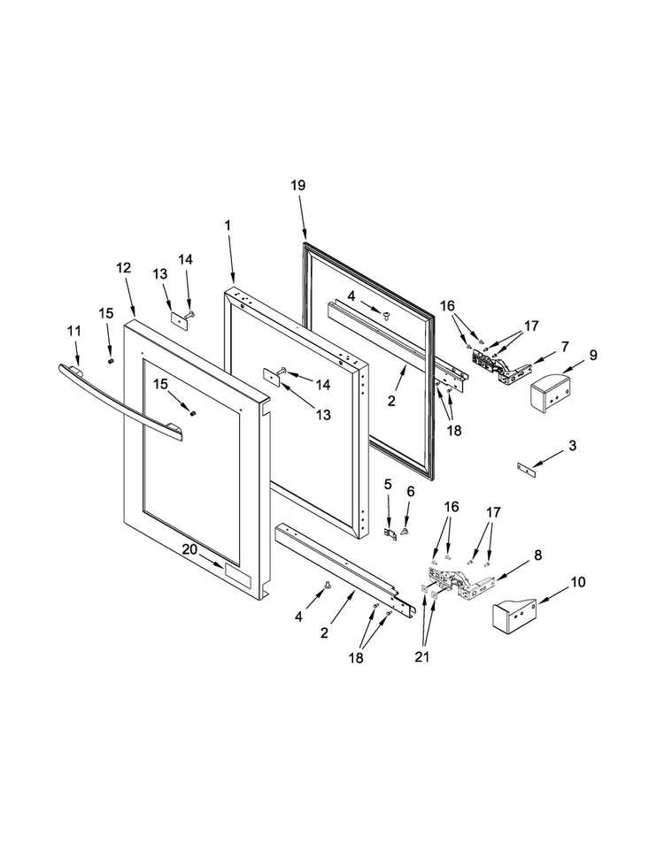 Door Parts Diagram and Parts List for JUB24FRECX00  Jenn-Air Wine and Beverage Cooler