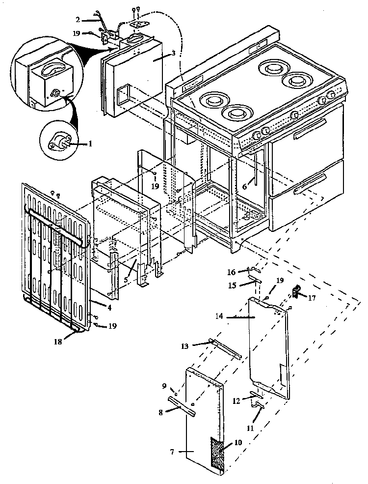 Cabinet Assembly - Heater Section Diagram and Parts List for SAK39DA ALL Amana Range