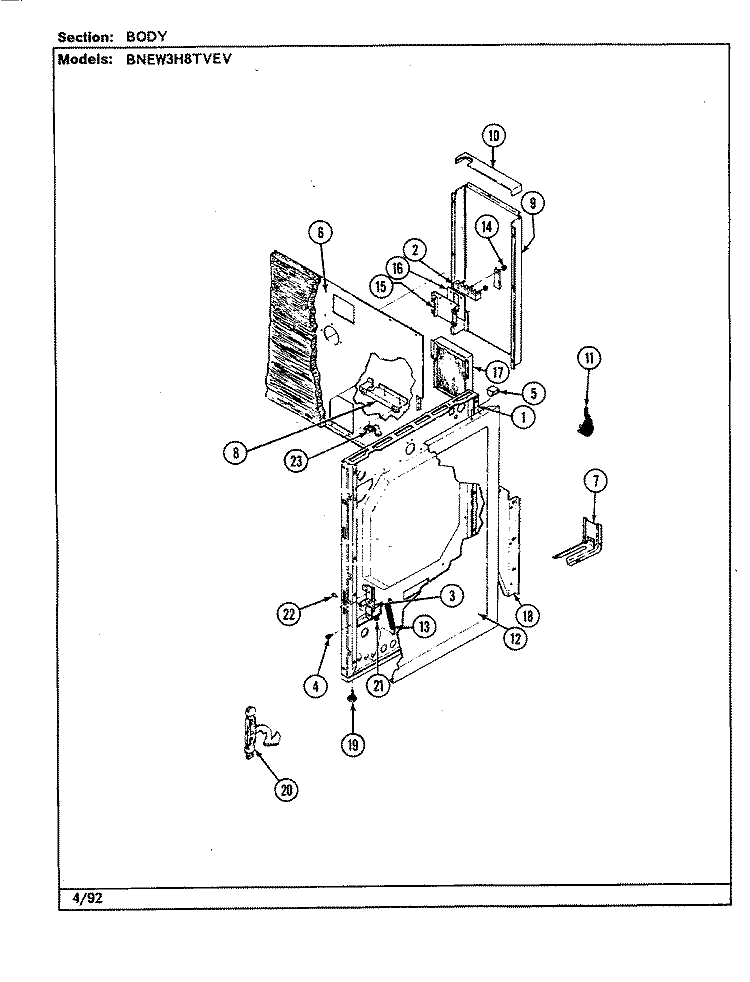 BODY Diagram and Parts List for BNEW3H8TVEV  Maytag Range