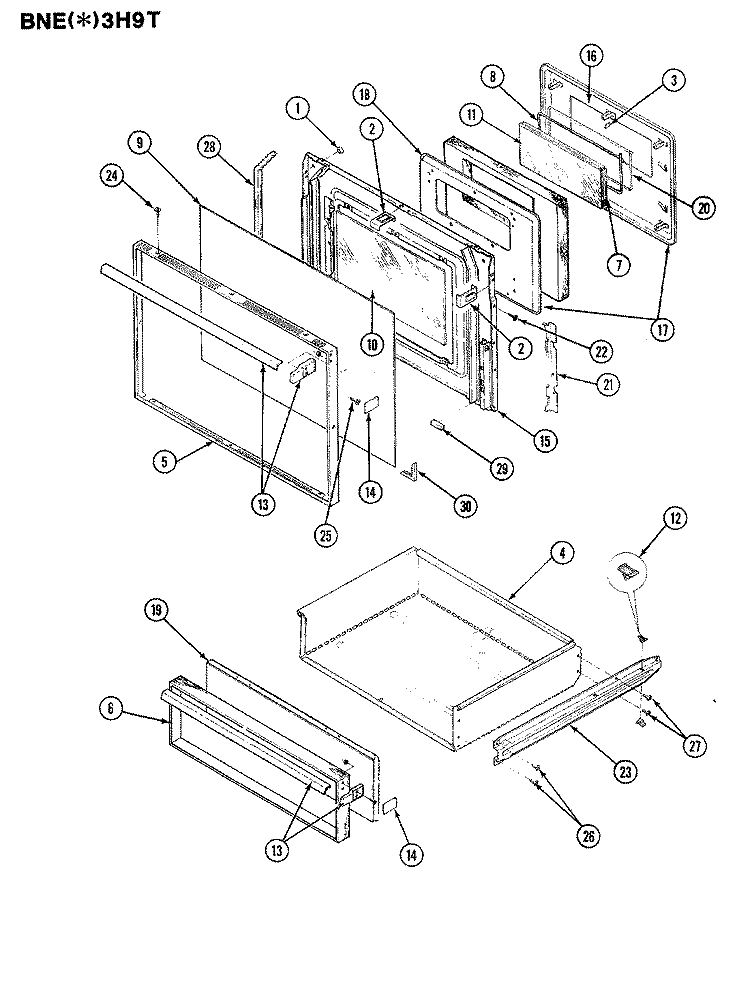 CONTROL PANEL Diagram and Parts List for NGW3H2AV  Norge Range