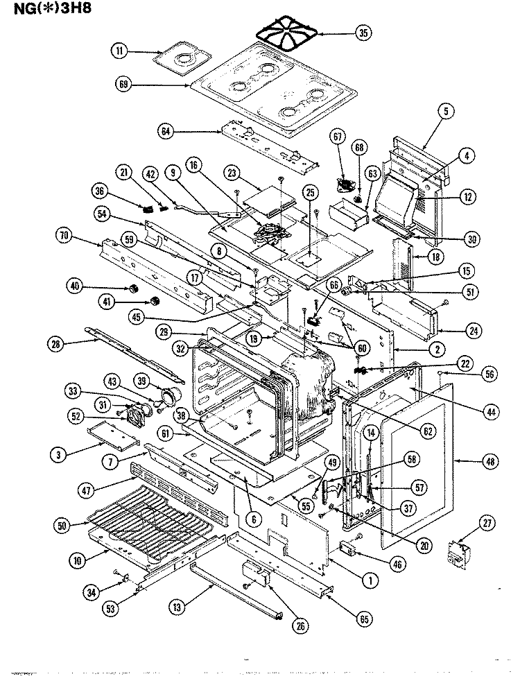 BODY Diagram and Parts List for NGW3H8EKV  Norge Range