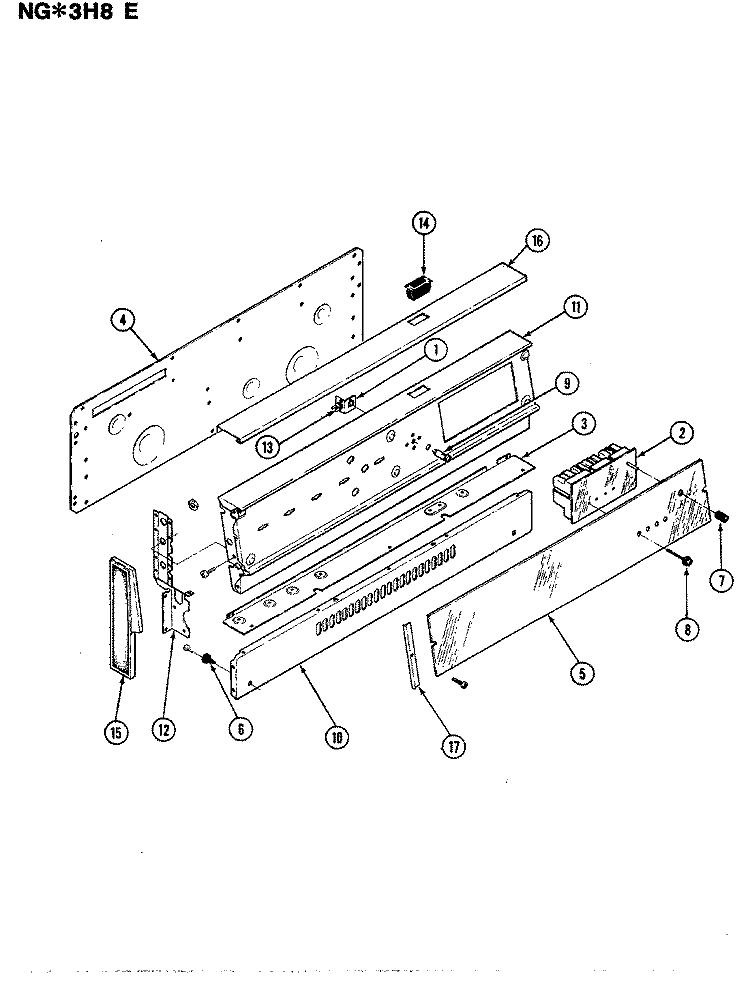 CONTROL PANEL Diagram and Parts List for NGW3H8EKV  Norge Range