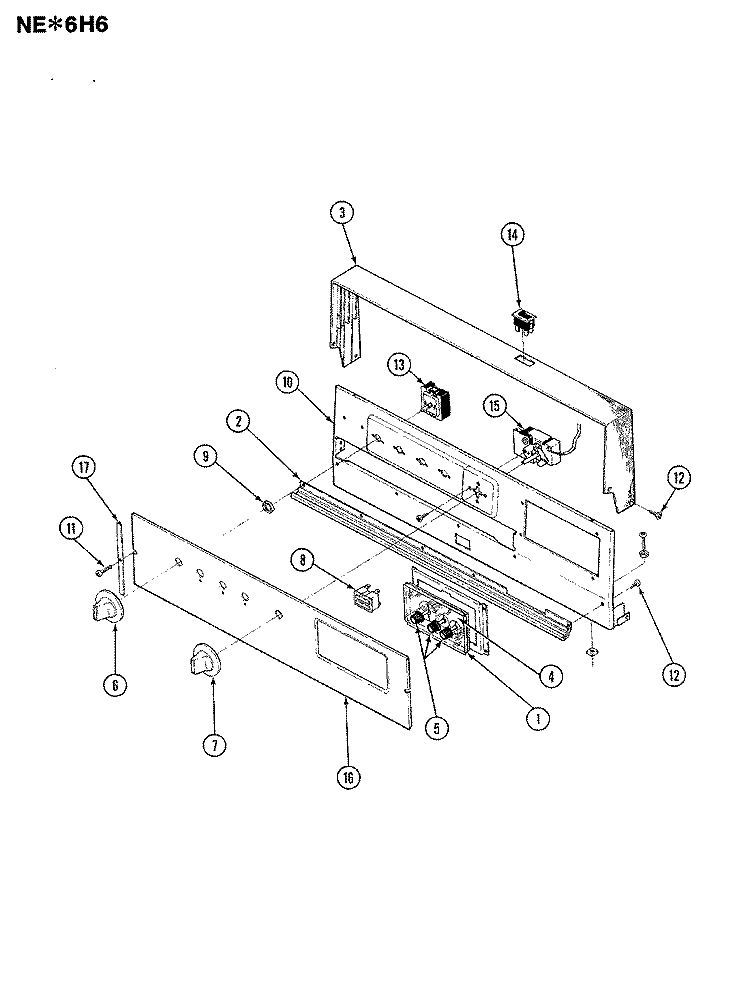 CONTROL PANEL Diagram and Parts List for NEA6H6CLW  Norge Range