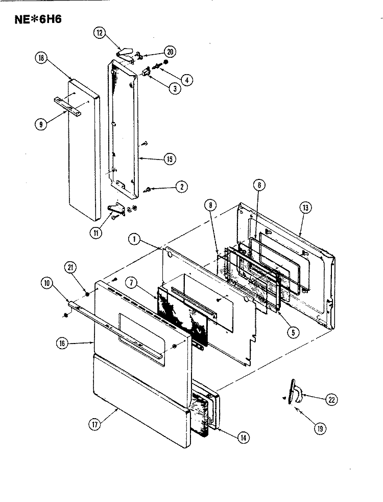 DOOR Diagram and Parts List for NEA6H6CLW  Norge Range