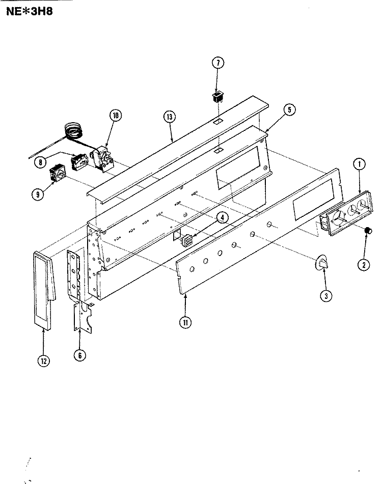 CONTROL PANEL Diagram and Parts List for NEA3H8CVW  Norge Range