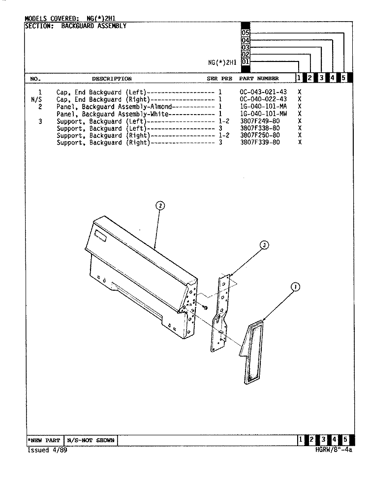 CONTROL PANEL Diagram and Parts List for NGA2HK1  Norge Range