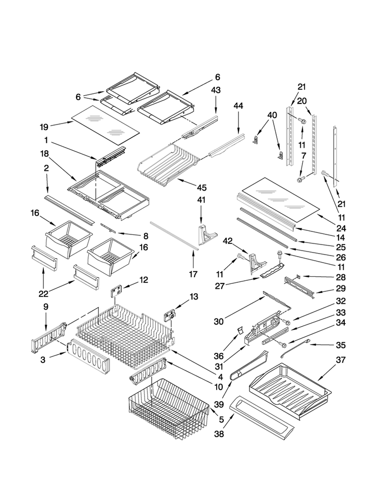Shelf Parts Diagram and Parts List for AFB2234WEW2  Amana Refrigerator