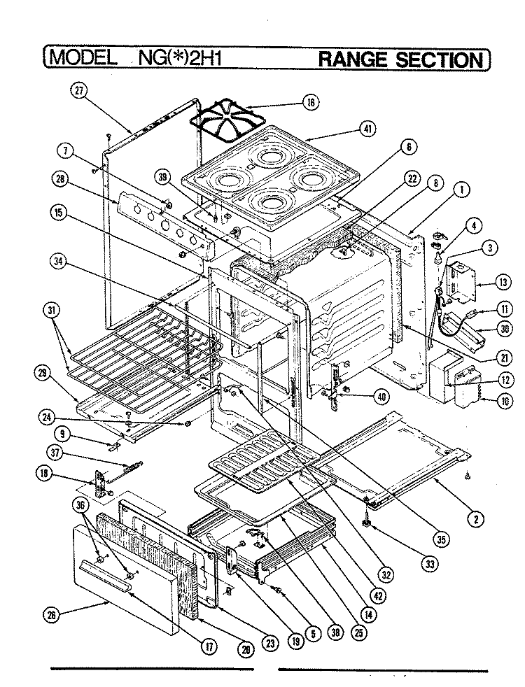 BODY Diagram and Parts List for NGA2HK1  Norge Range
