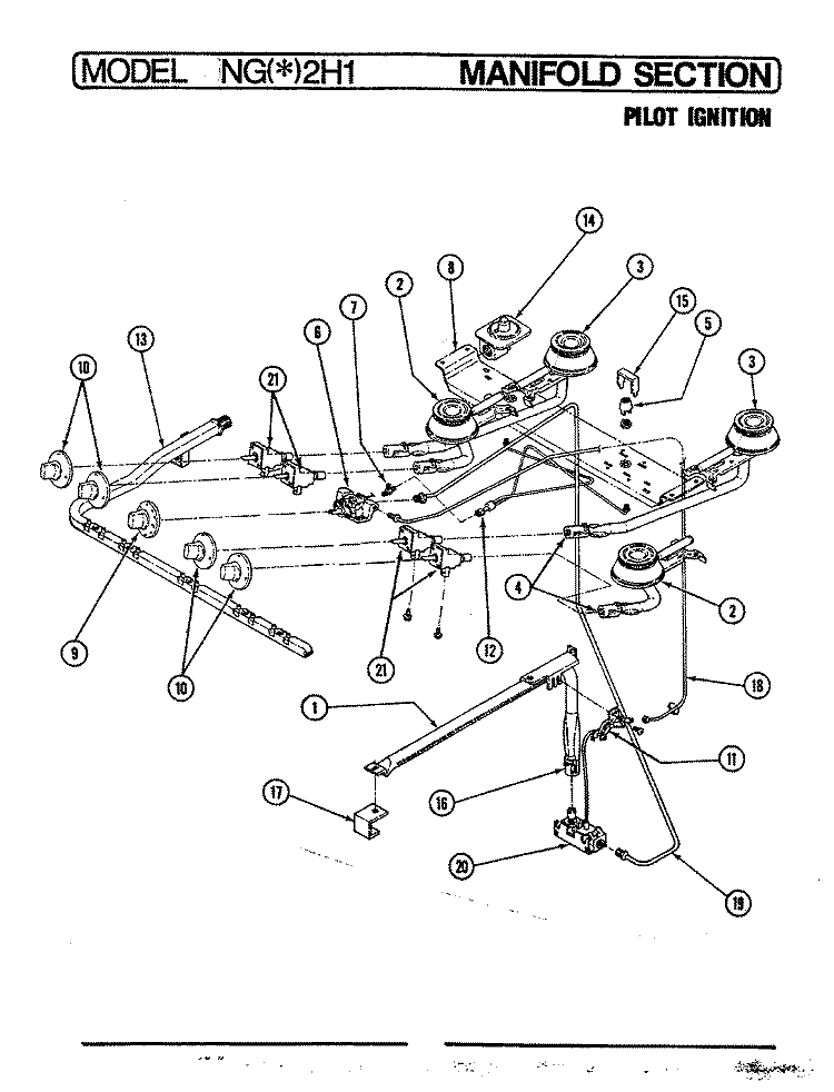 CONTROLS Diagram and Parts List for NGW2H1  Norge Range